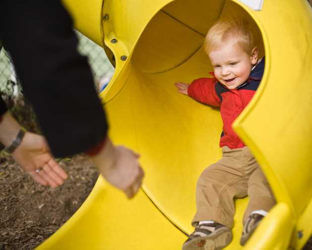 Alex coming down the slide